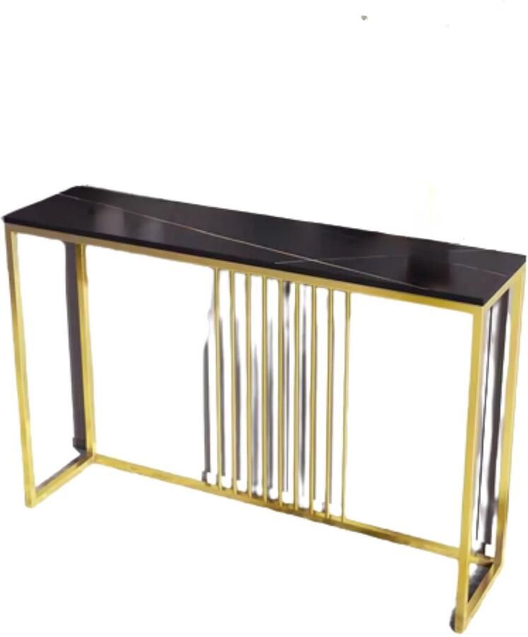 Happiq Marquise Consoletafel Haltafel Wandtafel Emerald look Sidetable 120cm Zwart en goud