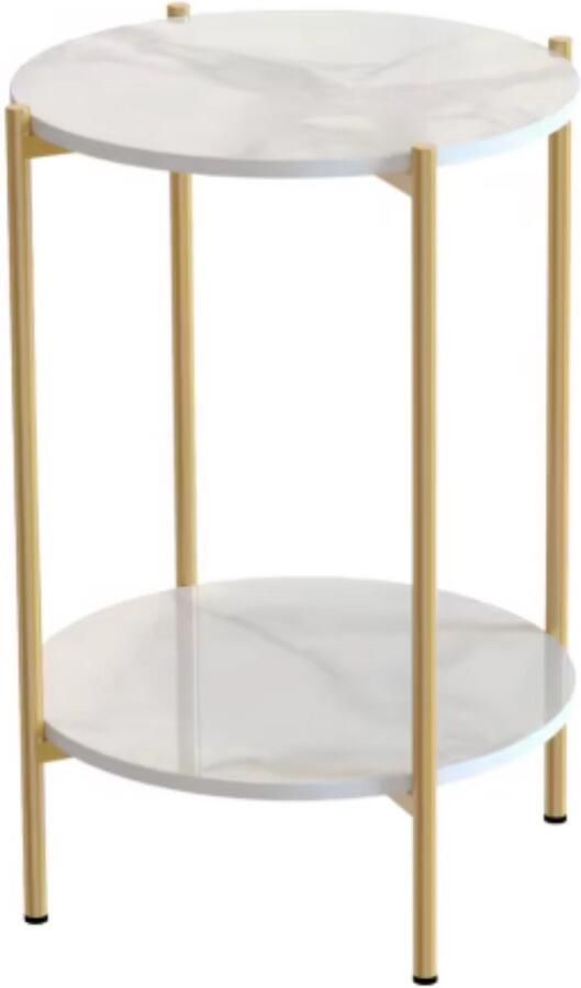 Happiq Massieve bijzettafel Mira Valora Goud Salontafel Woonkamer Emerald look Side table 40cm