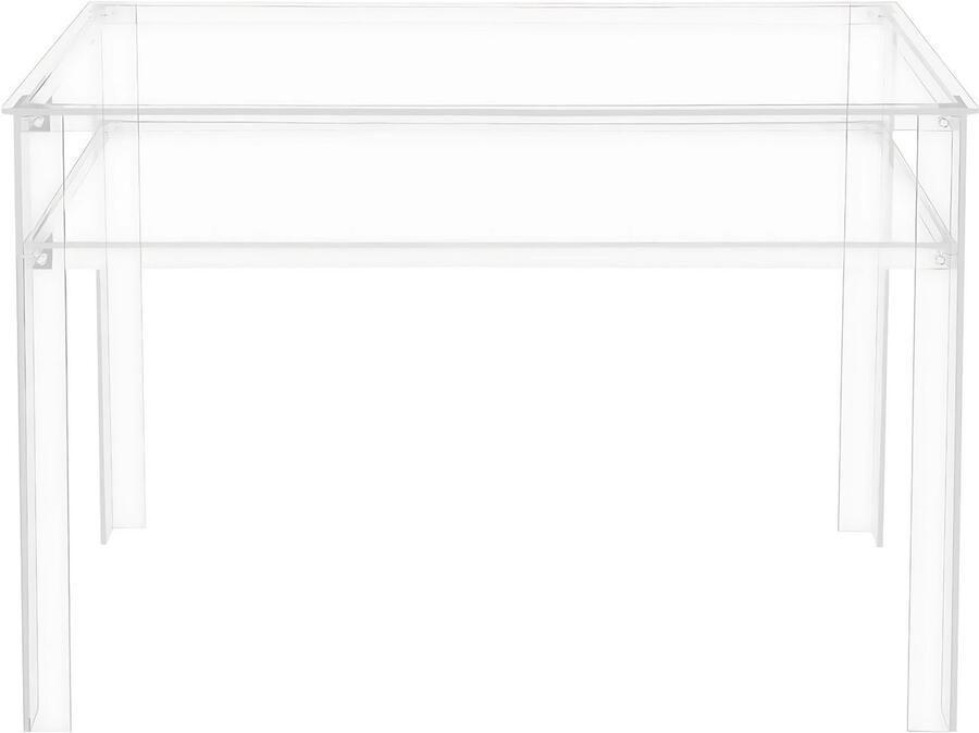 Happiq Modern 2-laags Bureau Tafel Schrijftafel Make-up tafel Helder Transparant -Design voor Woonkamer Slaapkamer Kantoor & Studie