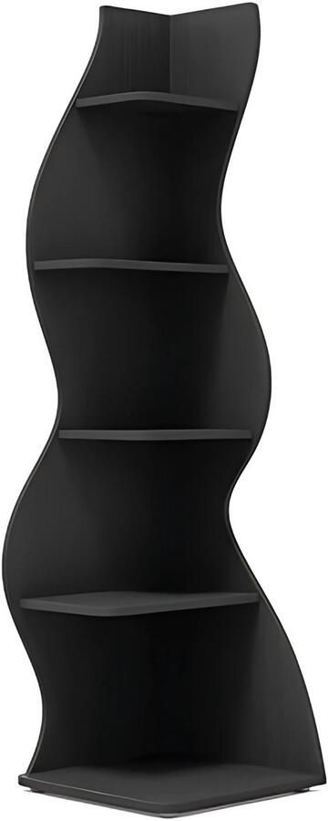 Happiq Moderne boekenkast 5 lagen Zwart Boekenrek Woonkamer slaapkamer en kinderkamer Hout 180cm