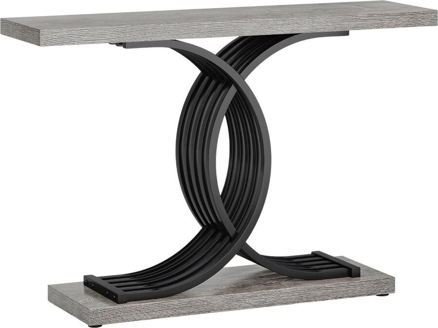 Happiq Moderne Console Tafel Sidetafel Wandtafel Haltafel Voor Hal of woonkamer of Gang Marmer look 100cm Grijs zwart