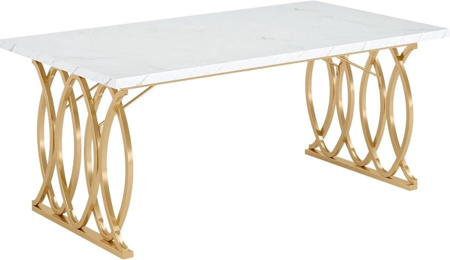 Happiq Moderne eetkamertafel Duvia Woonkamer -Marmerlook Blad 160cm
