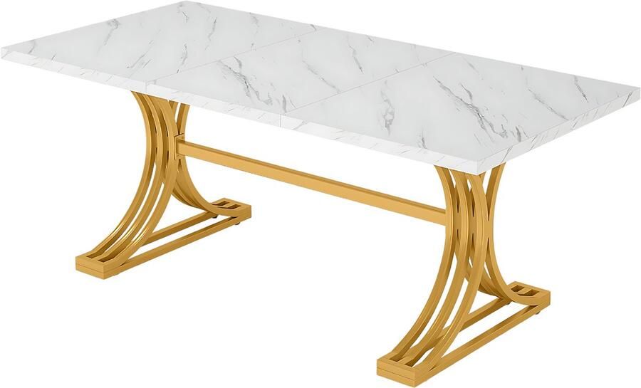 Happiq Moderne eetkamertafel Minty Woonkamer -Marmerlook Blad 160cm