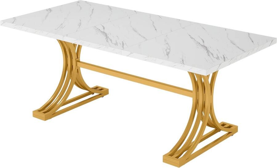 Happiq Moderne eetkamertafel Opulence Woonkamer -Marmerlook Blad 160cm