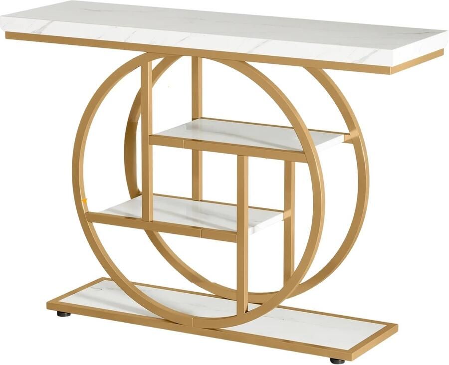 Happiq Moderne Haltafel Luno 100cm Consoletafel Wandtafel Goud Voor Woonkamer of Gang