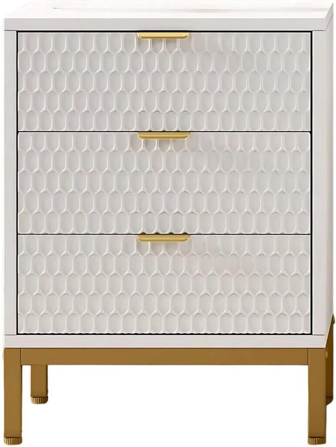 Happiq Nachtkastje Bijzettafel Voor slaapkamer met opbergruimte Wit 65 5 cm hoog × 50 cm breed × 40 cm diep