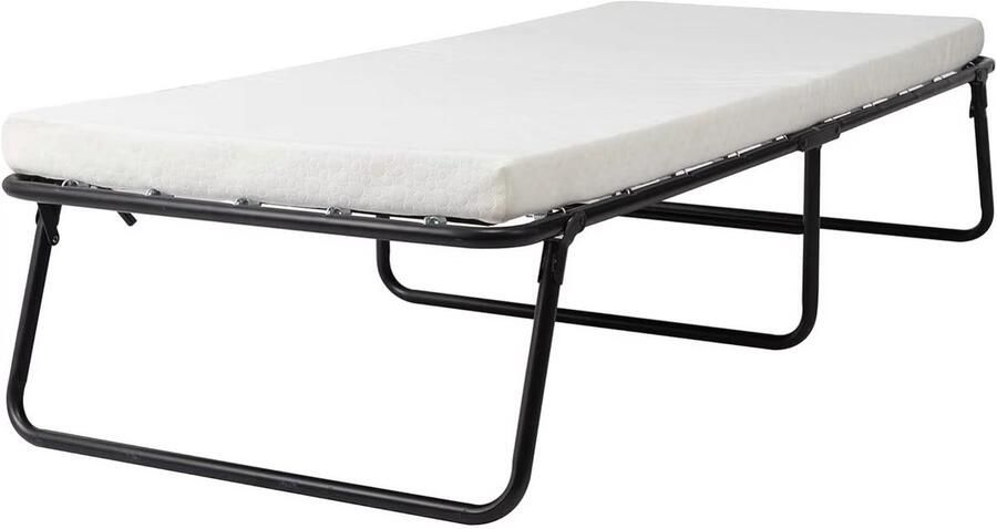 Happiq Opklapbed Zyrell op wieltjes Met matras 80x190cm Logeerbed Vouwbed 1 persoons Inklarbaar voor Volwassenen