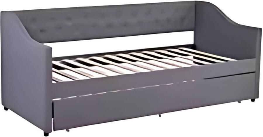 Happiq Opulence Slaapbank voor 2 personen 90 x 200 cm Logeerbed Zetelbed Gestoffeerd Grijs