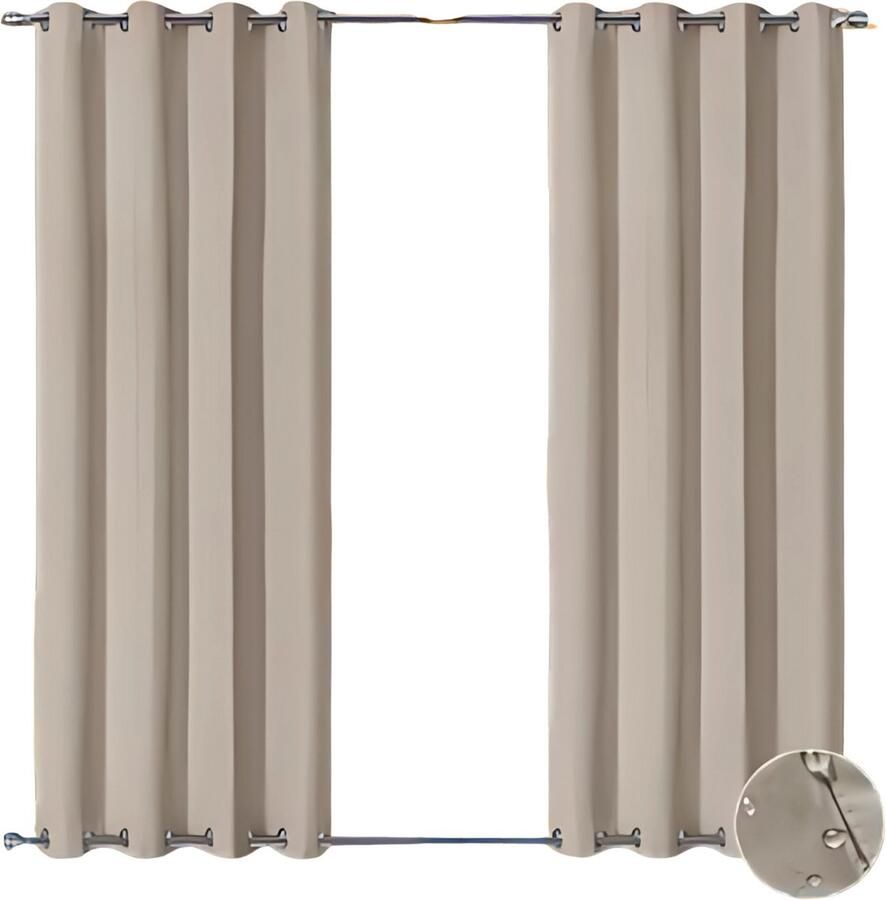 Happiq Privacygordijnen Buitengordijn Schaduwdoek- Voor Tuin Veranda of Balkon UV-bestendig & Zonwerend Waterdicht Outdoor Design met Doorvoertules Beige-W108xL55in-275x140cm