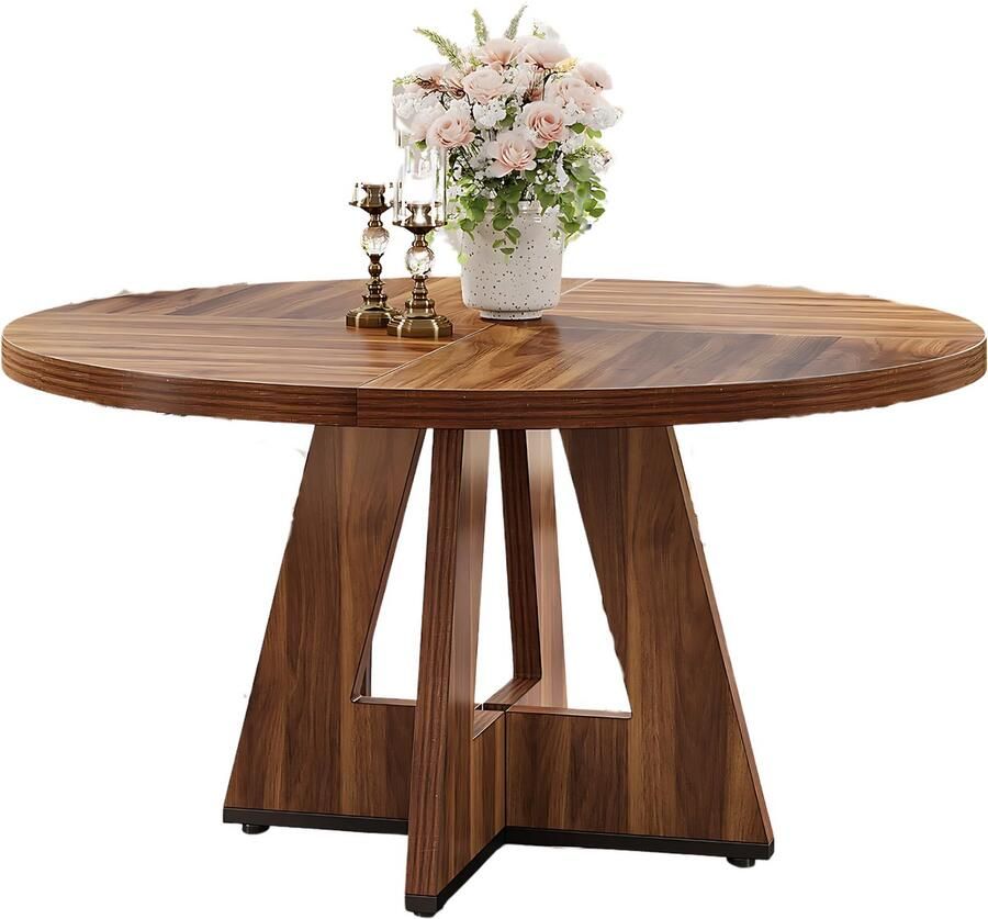 Happiq Ronde Eettafel Paris Voor 4 personen 120cm Voor Keuken of eetkamer Bruin
