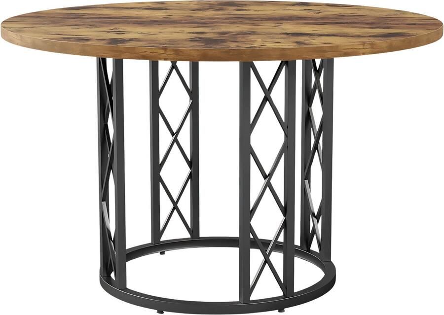 Happiq Ronde Eettafel Zurich Voor 4 personen 120cm Voor Keuken of eetkamer Bruin