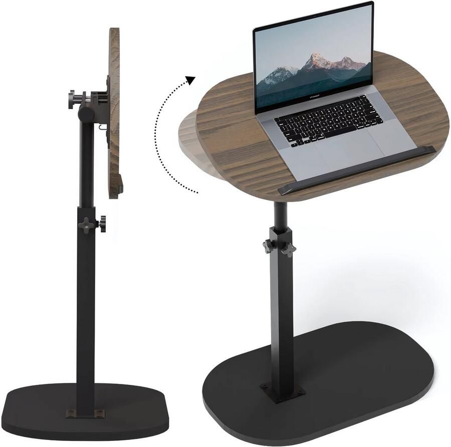 Happiq Roygbiv Bijzettafel Sofa tafel Laptop stand C-vorm Voor Woonkamers en Sofa s In Hoogte Verstelbare Bruin