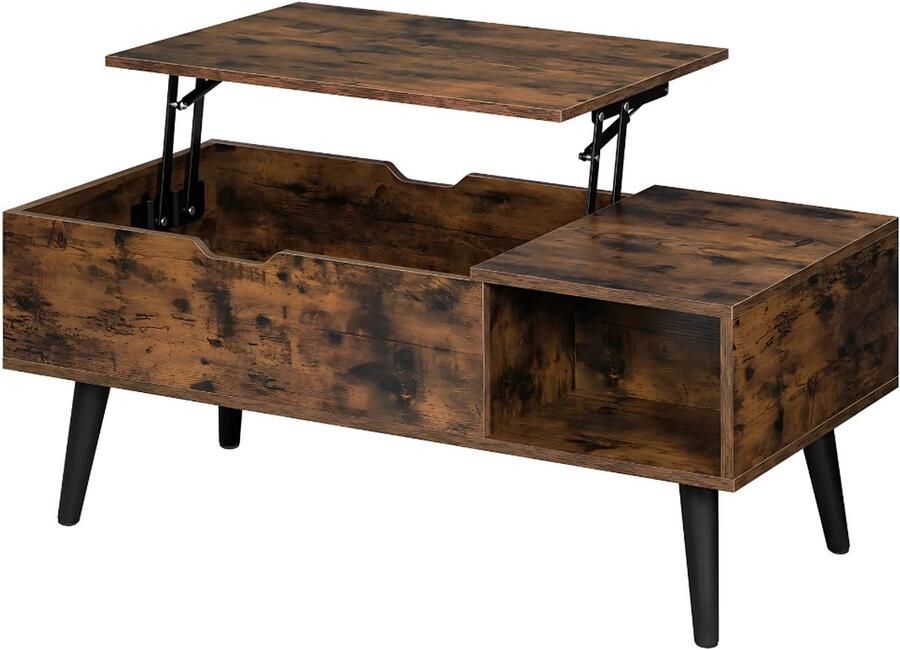 Happiq Salontafel Dulvia- Bruin Tafel voor woonkamer Met opbergruimte en hefplank Laptoptafel