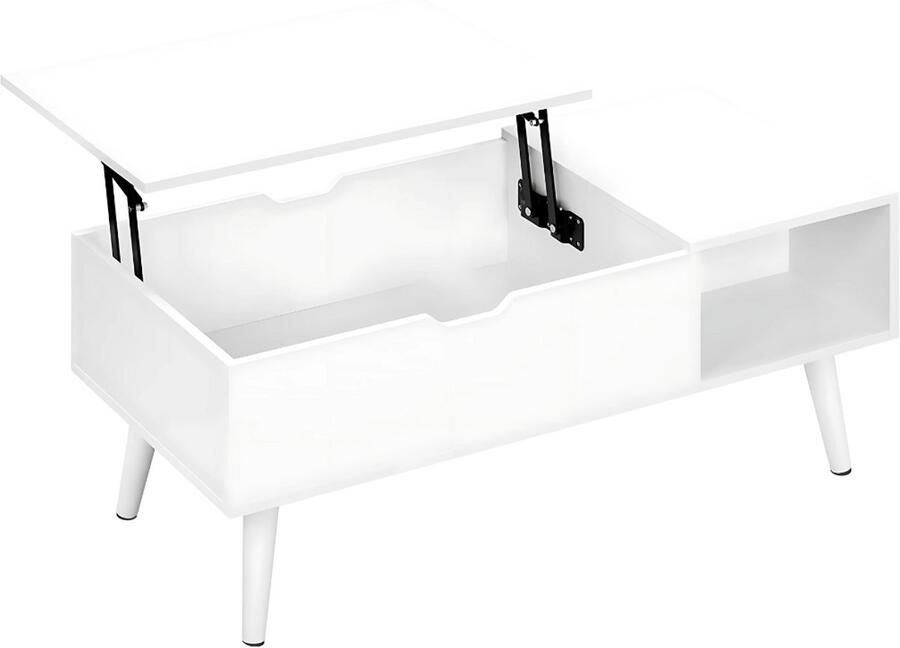 Happiq Salontafel Dulvia- Wit Tafel voor woonkamer Met opbergruimte en hefplank Laptoptafel