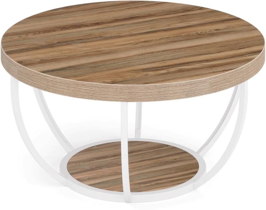 Happiq Salontafel Marina Rond Modern Voor woonkamer Bijzettafel 95cm Grijs