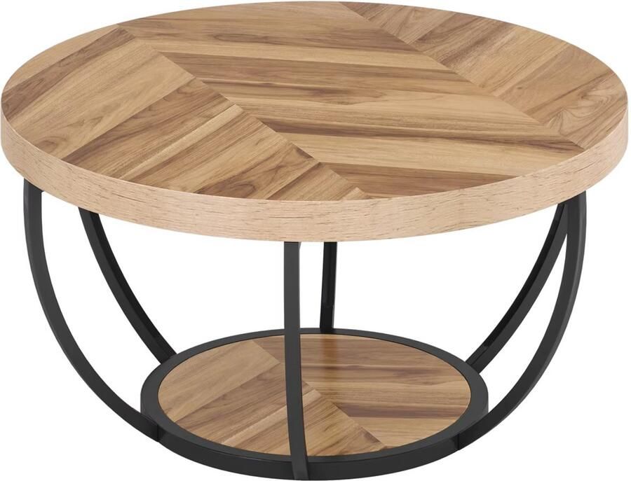 Happiq Salontafel Nolance Rond Modern Voor woonkamer Bijzettafel 95cm Bruin