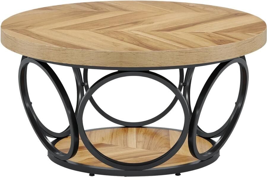 Happiq Salontafel Vitin Rond Modern Voor woonkamer Bijzettafel 95cm Bruin