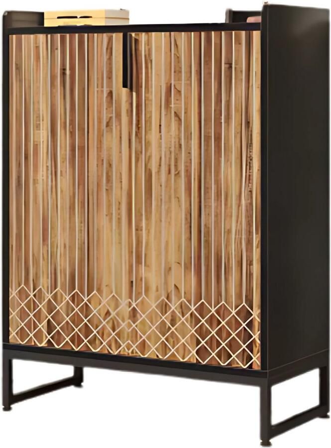 Happiq Schoenenkast met deuren 5 lades Zwart bruin Voor 22-25 paar Schoenenrek Woonkamer en slaapkamer
