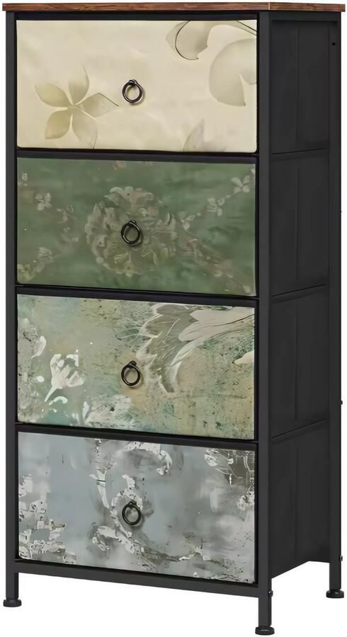 Happiq Smalle Zijkast met 4 Laden Opbergkast ladekast Voor Slaapkamer of Woonkamer Stoffen Opbergkast & Dressoir Vrijstaande Home Organizer