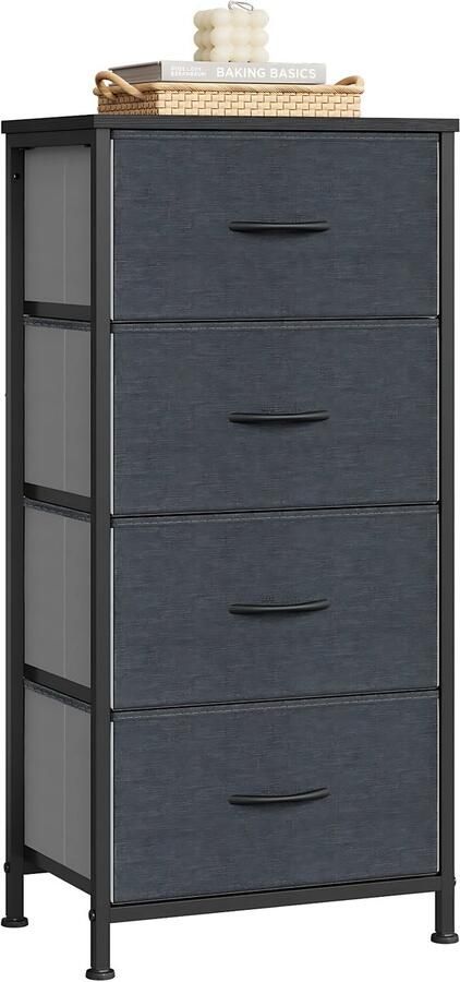 Happiq Smalle Zijkast met 4 Laden -Opbergkast ladekast Voor Slaapkamer of Woonkamer Stoffen Opbergkast & Dressoir Vrijstaande Home Organizer van