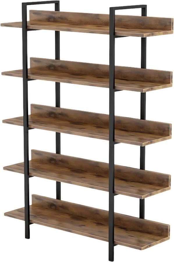 Happiq Staande Boekenkast met 5 Lagen Voor Woonkamer kantoor of slaapkamer Boekenplank Opbergrek Bruin