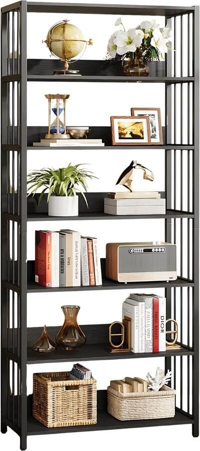 Happiq Staande Boekenkast met 5 Lagen Voor Woonkamer kantoor of slaapkamer Boekenplank Opbergrek Zwart