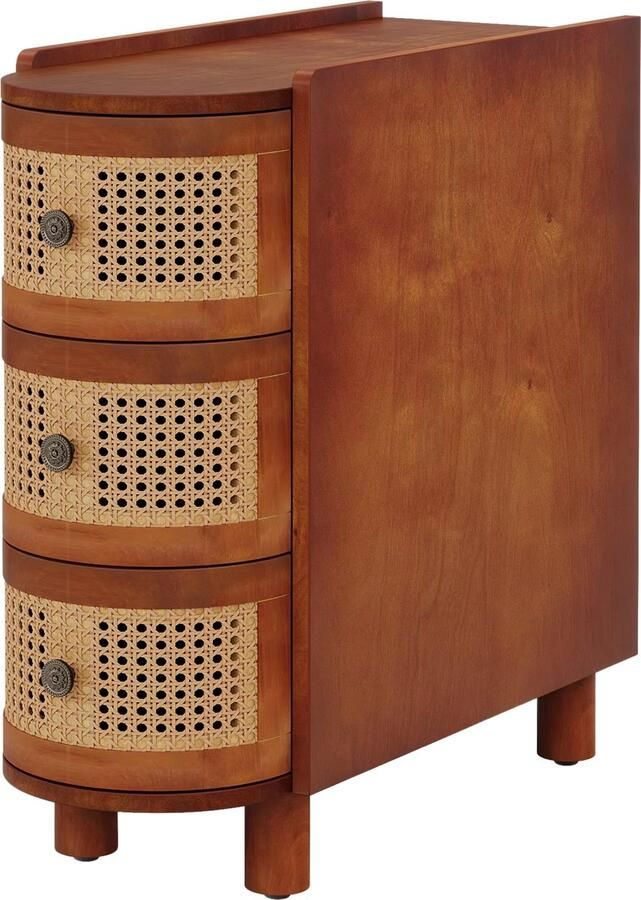 Happiq Vintage bijzettafel met lade Voor slaapkamer of woonkamer Nachtkastje Massief hout