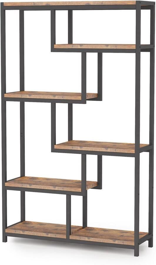 Happiq Vintage boekenkast met 5 Lagen Opbergrek 165cm Boekenrek Woonkamer Metaal en hout