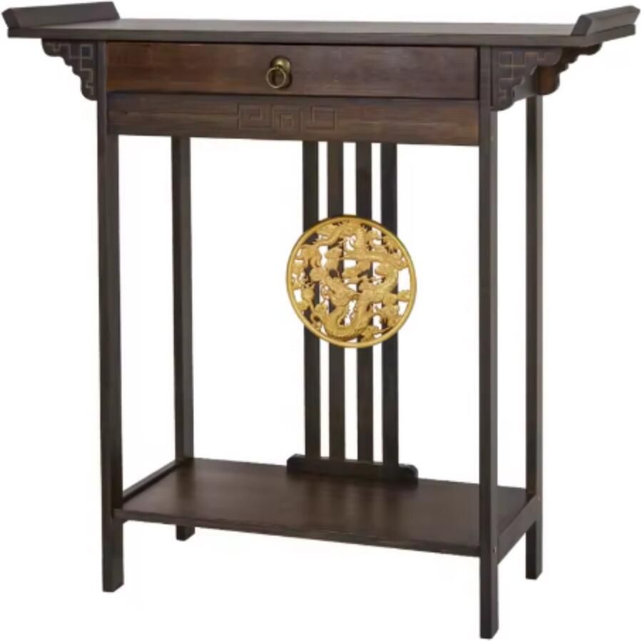 Happiq Vintage consoletafel Wandtafel met lades Haltafel Sidetable Bruin 81cm