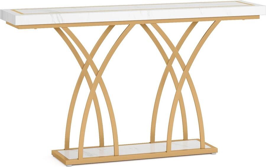 Happiq Wandtafel -Haltafel Dressiortafel Bijzettafel Sidetable Modern Kunstmarmer goud