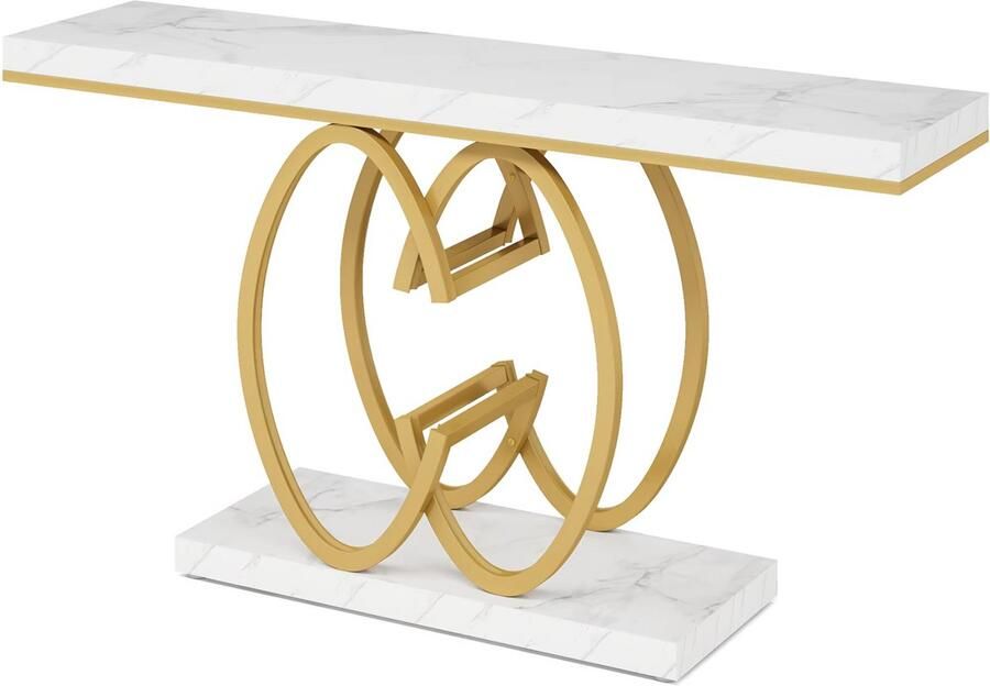 Happiq Wandtafel Pero Haltafel Dressiortafel Bijzettafel Sidetable Kunstmarmer goud 140cm