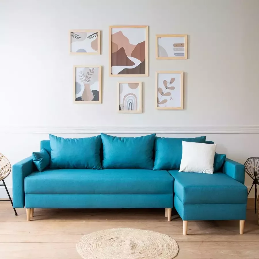 Happy Garden ANTONI 3-zits hoekbank eendenblauw