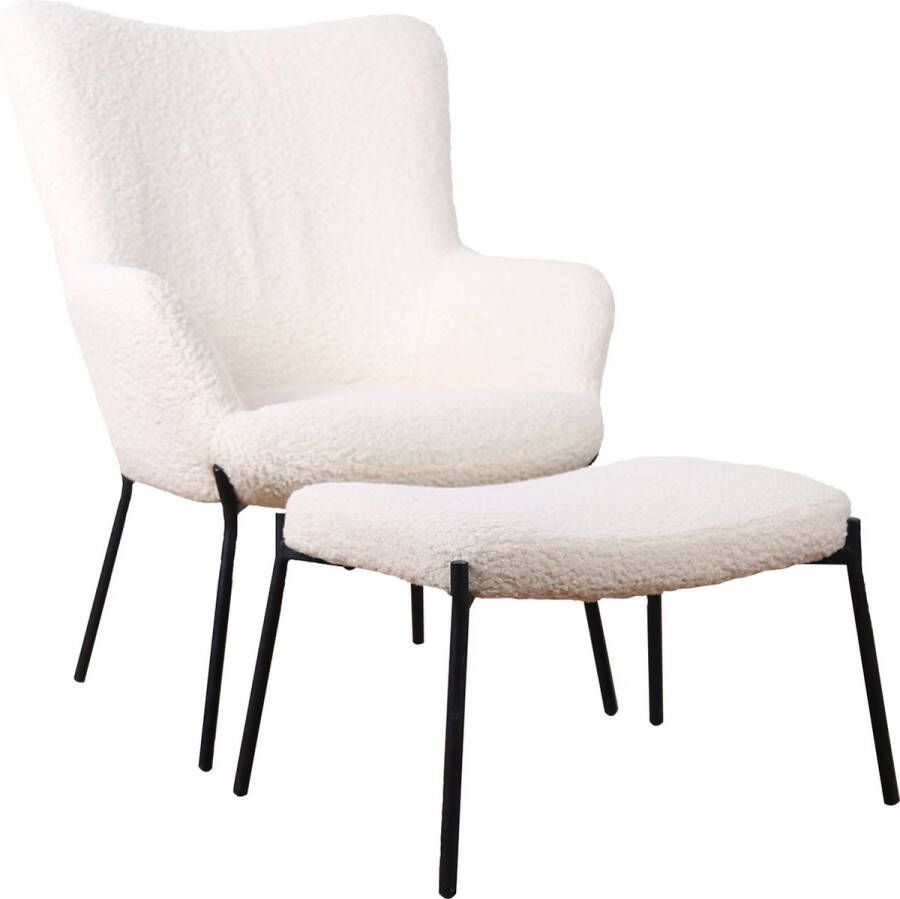 Happy Garden Fauteuil in ecru badstof met voetsteun EIRA