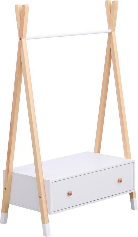 Happy Garden Houten en witte kinderkledingkast met lade LOU