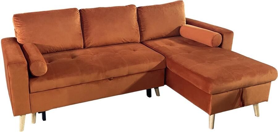 Happy Garden JAMES 3 zits hoekbank in terracotta fluweel