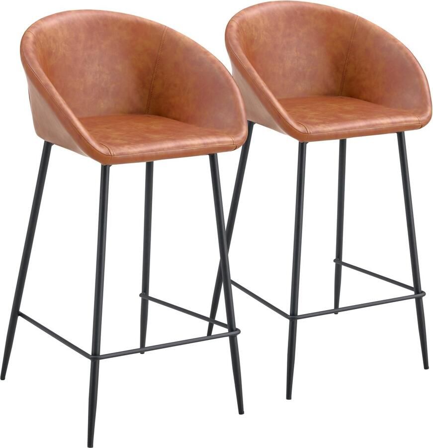 Happy Garden Set van 2 ACHILLE cognac imitatie barkrukken