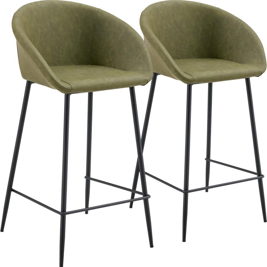 Happy Garden Set van 2 ACHILLE groene imitatie barkrukken