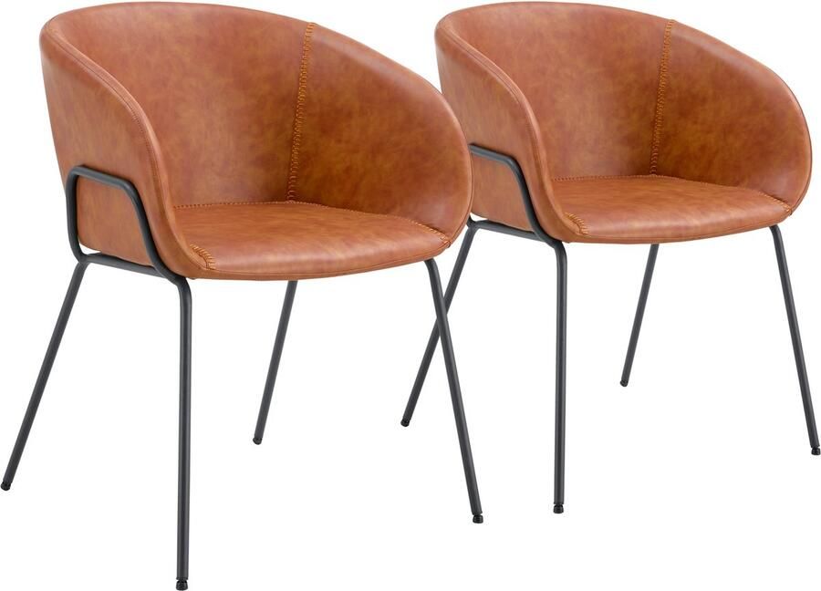 Happy Garden Set van 2 ANDRÉ cognac imitatie stoelen