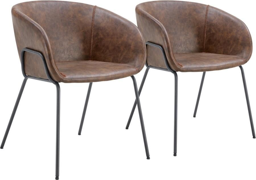 Happy Garden Set van 2 bruine stoelen in kunstleer ANDRÉ