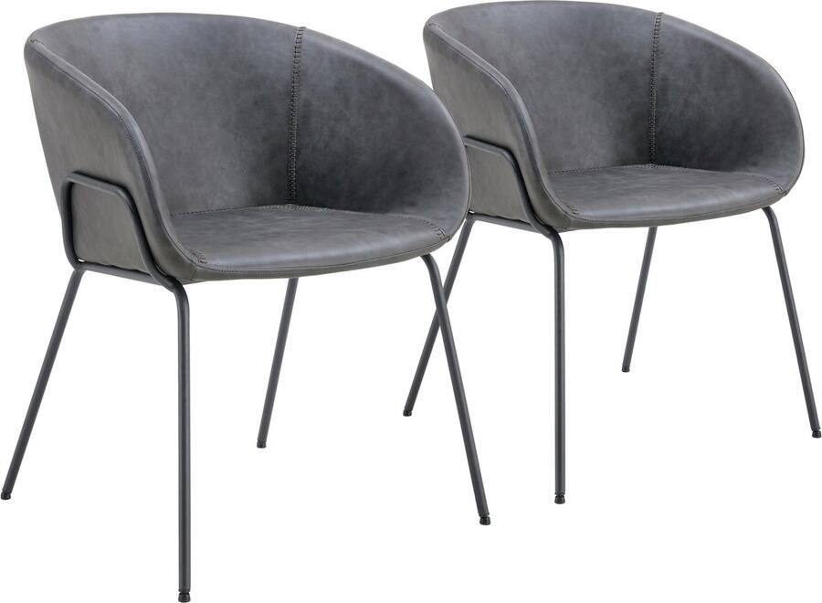 Happy Garden Set van 2 donkergrijze ANDRÉ imitatie stoelen