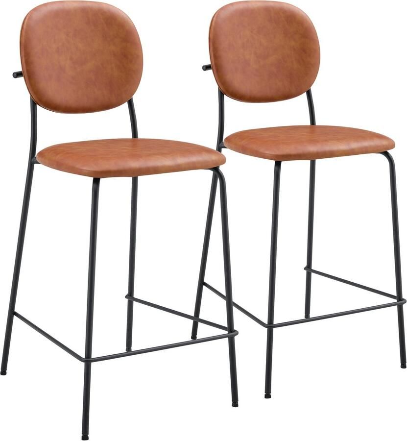 Happy Garden Set van 2 EDMOND cognac imitatie barkrukken