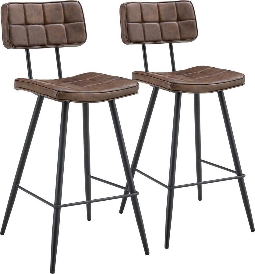 Happy Garden Set van 2 FERNAND bruine kunstleren barkrukken