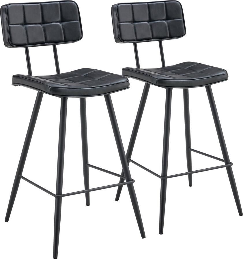 Happy Garden Set van 2 FERNAND zwarte imitatieleren barkrukken