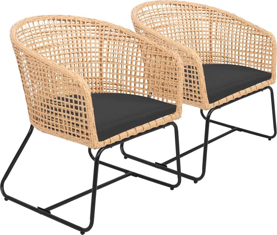 Happy Garden Set van 2 kunststof rotan fauteuils met kussens RINA