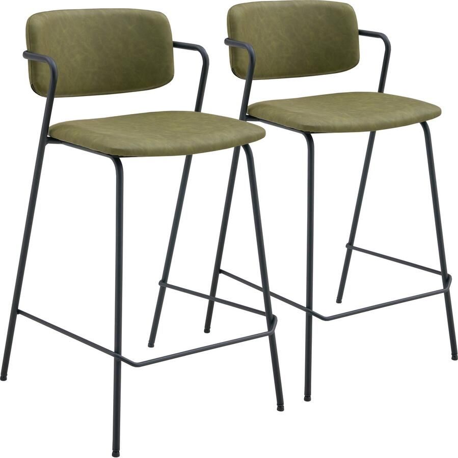 Happy Garden Set van 2 LÉON groene imitatie barkrukken