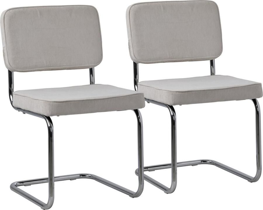 Happy Garden Set van 2 MARIA beige corduroy sledestoelen