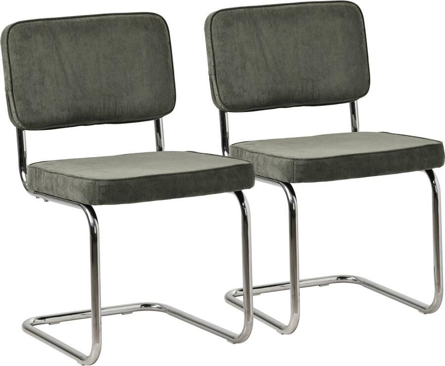 Happy Garden Set van 2 MARIA kaki groene corduroy sledestoelen