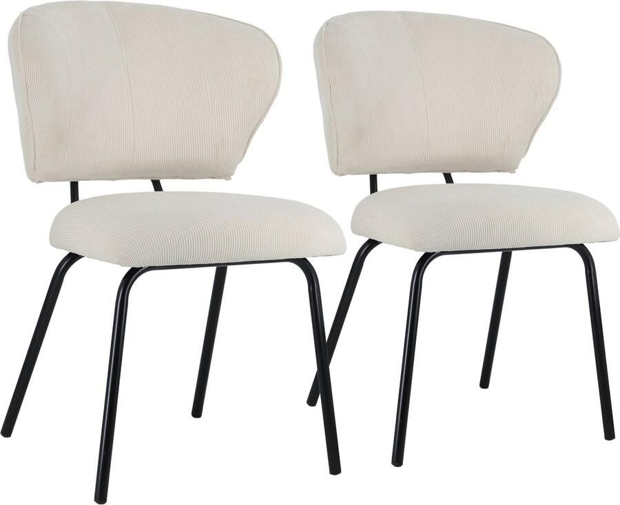 Happy Garden Set van 2 NILSA beige ribfluwelen stoelen