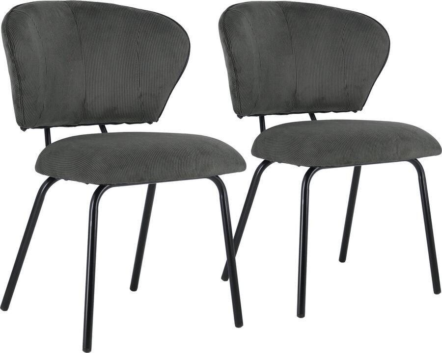 Happy Garden Set van 2 NILSA donkergrijze corduroy stoelen