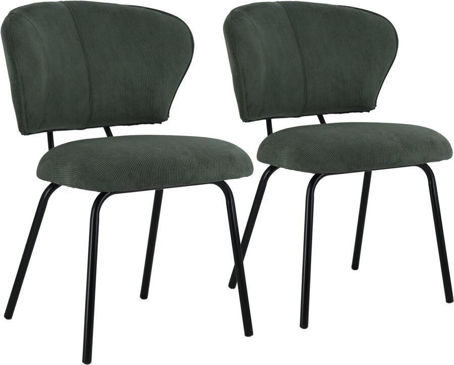 Happy Garden Set van 2 NILSA groene ribfluwelen stoelen